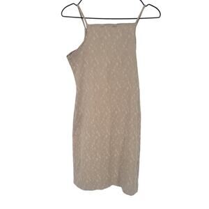 Vintage 1990s Ceduxion Juniors Sz S Above Knee Formal Dress Beige Gold Floral